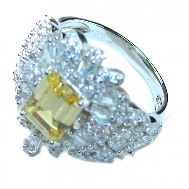 Vintage Beauty Authentic 4.5 carat Brazilian Citrine .925 Sterling Silver handcrafted Ring size 6
