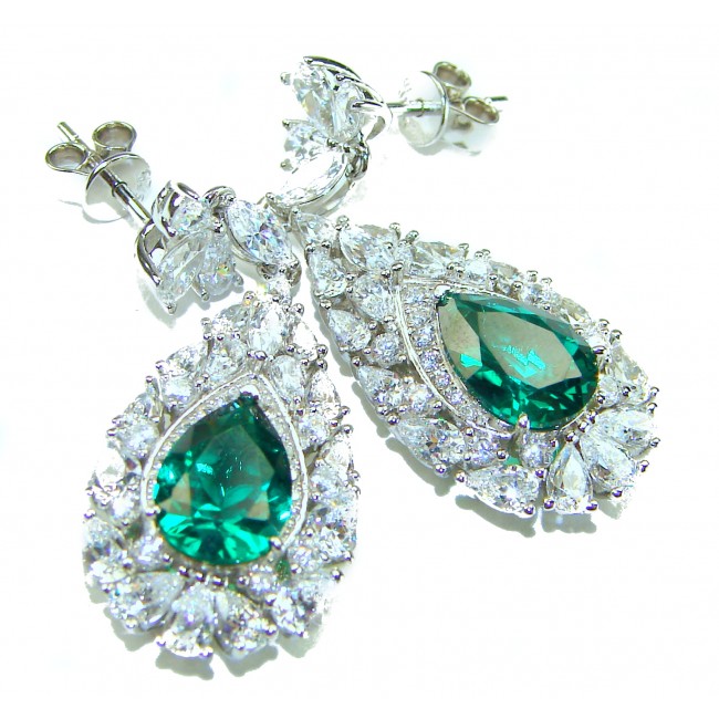 Giovanna - Authentic 8.9 carat Emerlad .925 Sterling Silver handcrafted earrings - photo 4