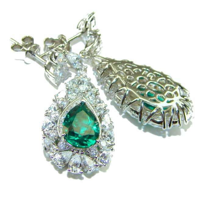 Giovanna - Authentic 8.9 carat Emerlad .925 Sterling Silver handcrafted earrings - photo 2