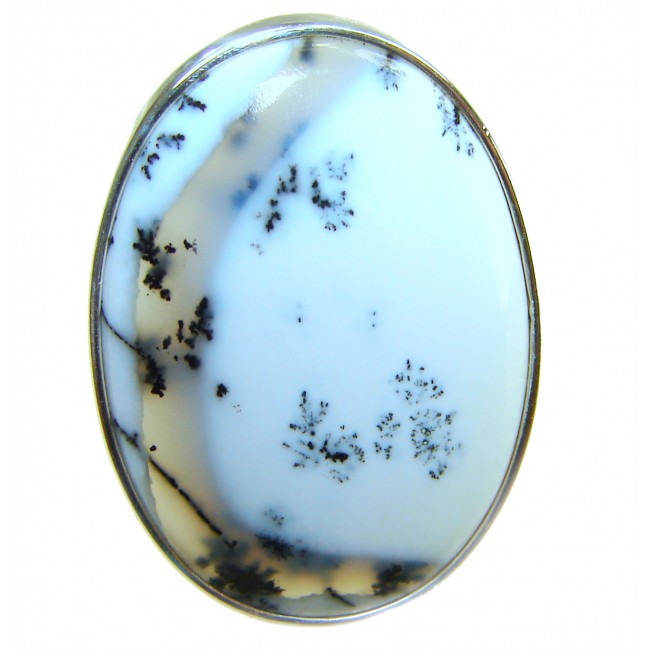 LARGE Top Quality Dendritic Agate .925 Sterling Silver handcrafted Ring s. 7 adjustable