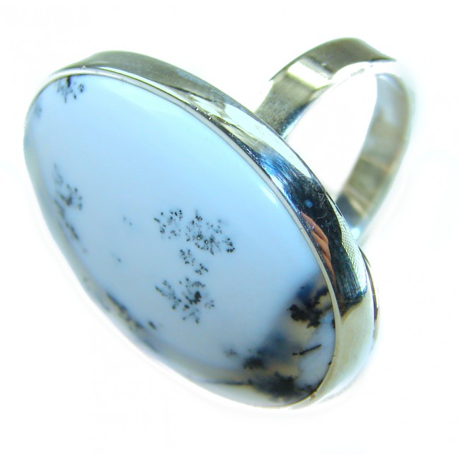 LARGE Top Quality Dendritic Agate .925 Sterling Silver handcrafted Ring s. 7 adjustable