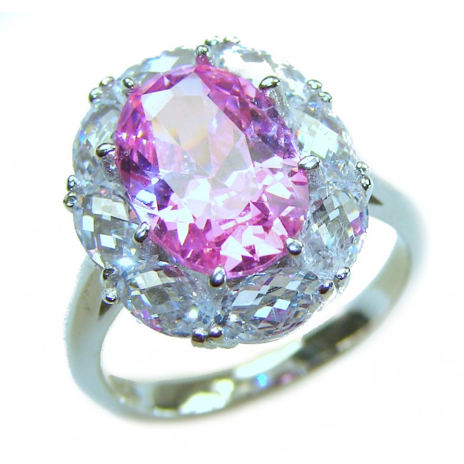 Art Deco - Born to Glam authentic 10.5 CARAT Pink Topaz .925 Silver handcrafted Eternity Ring s. 6 - photo 3