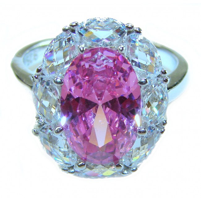 Art Deco - Born to Glam authentic 10.5 CARAT Pink Topaz .925 Silver handcrafted Eternity Ring s. 6 - photo 2