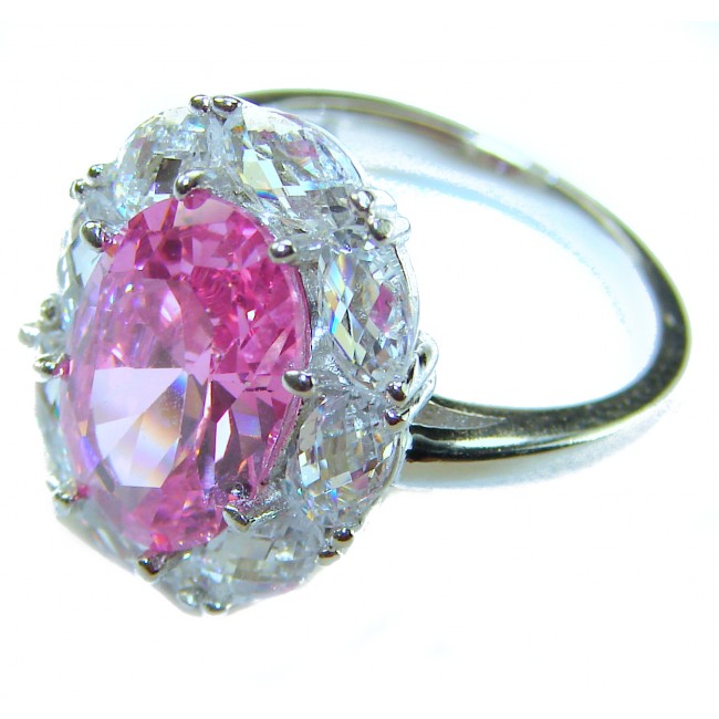 Art Deco - Born to Glam authentic 10.5 CARAT Pink Topaz .925 Silver handcrafted Eternity Ring s. 6 - photo 1