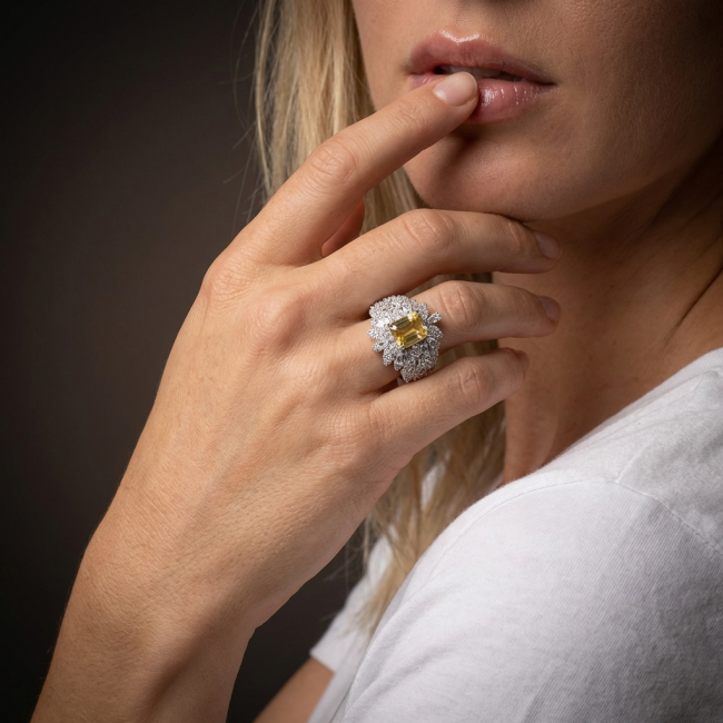 Vintage Beauty Authentic 4.5 carat Brazilian Citrine .925 Sterling Silver handcrafted Ring size 6