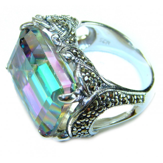 Big Dreamer Massive 25.8 carat Mystic Topaz .925 Sterling Silver handcrafted Large ring size 8
