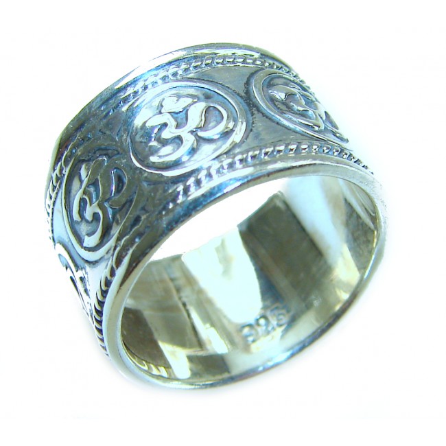 Mantra Large and Solid Bali made .925 Sterling Silver ring size 6 3/4
