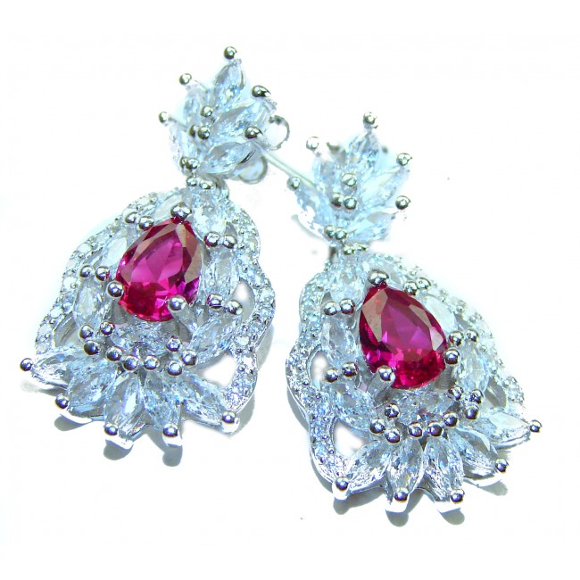 Magnificent Jewel 10.5 carat Ruby .925 Sterling Silver handcrafted incredible earrings