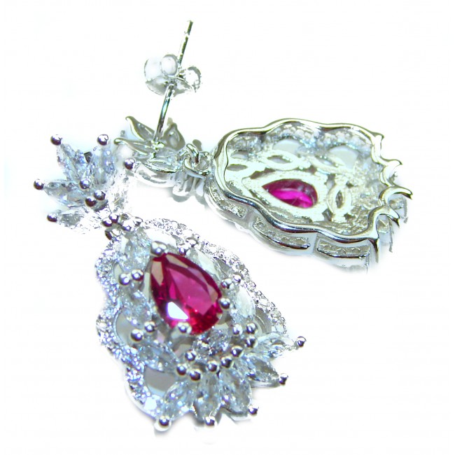 Magnificent Jewel 10.5 carat Ruby .925 Sterling Silver handcrafted incredible earrings