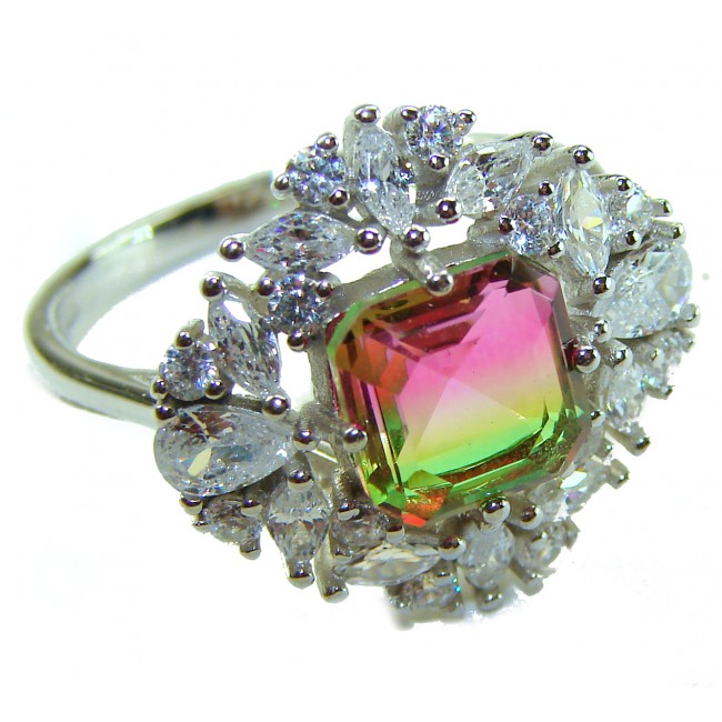 4.8 carat Brazilian Tourmaline .925 Sterling Silver Perfectly handcrafted Ring s. 9