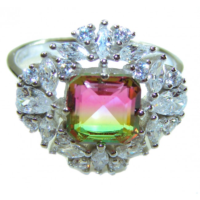 4.8 carat Brazilian Tourmaline .925 Sterling Silver Perfectly handcrafted Ring s. 9