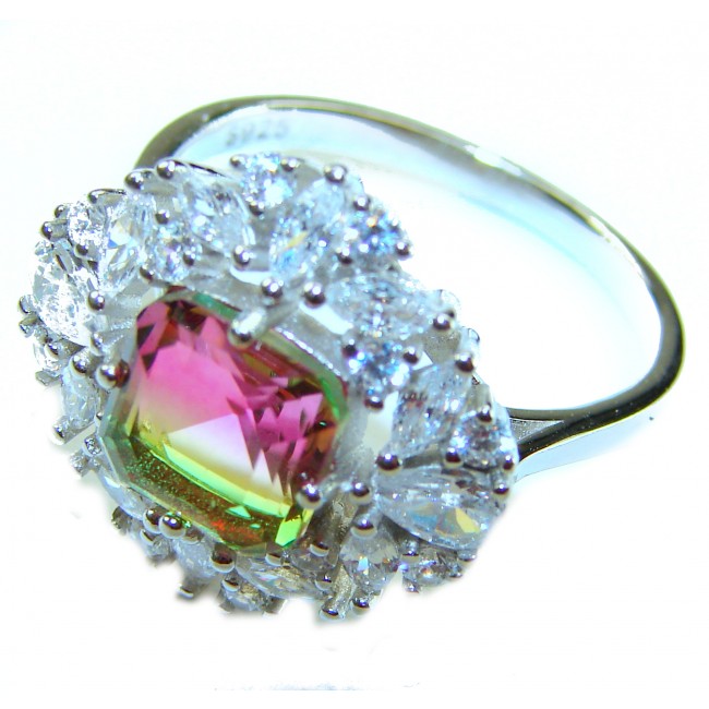 4.8 carat Brazilian Tourmaline .925 Sterling Silver Perfectly handcrafted Ring s. 9