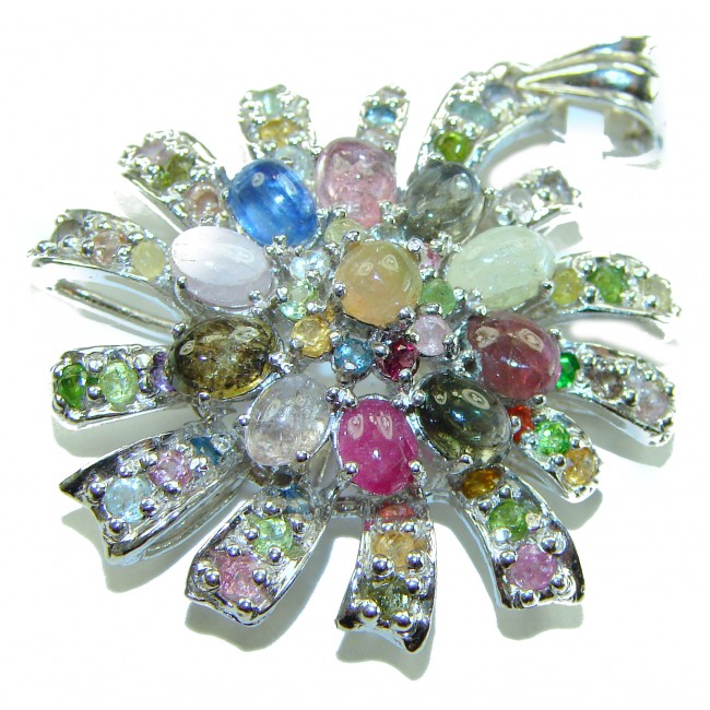 Brazilian Beauty 25.5ctw emerald cut Brazilian Tourmaline .925 Sterling Silver handmade Pendant