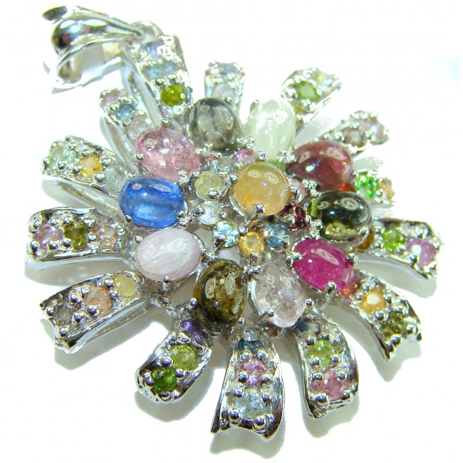 Brazilian Beauty 25.5ctw emerald cut Brazilian Tourmaline .925 Sterling Silver handmade Pendant