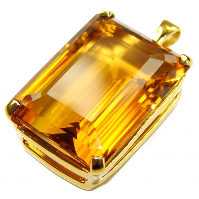 Luxury genuine 49.5 CARAT Champagne Topaz .925 Sterling Silver dipped in 18K Gold handmade Pendant