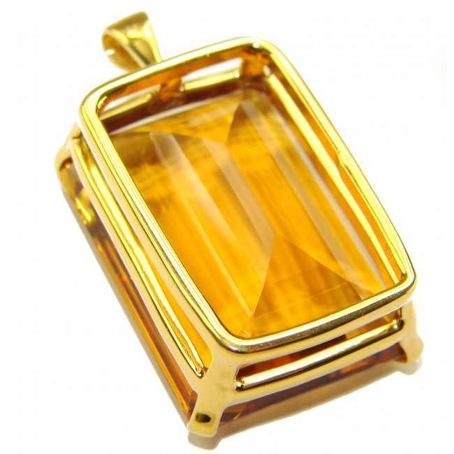Luxury genuine 49.5 CARAT Champagne Topaz .925 Sterling Silver dipped in 18K Gold handmade Pendant