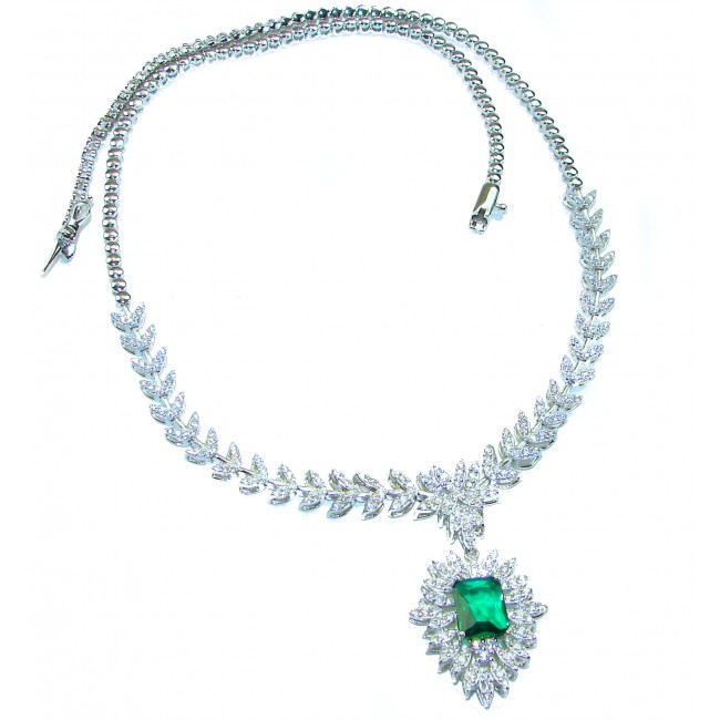 Giovanna - Authentic 15.9 carat Emerlad .925 Sterling Silver handcrafted Statement necklace