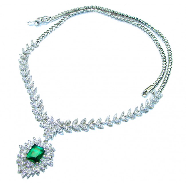 Giovanna - Authentic 15.9 carat Emerlad .925 Sterling Silver handcrafted Statement necklace