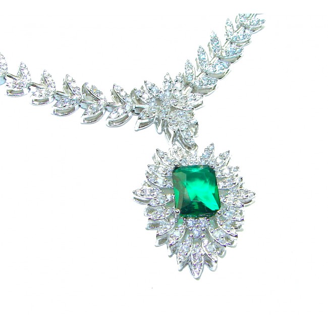 Giovanna - Authentic 15.9 carat Emerlad .925 Sterling Silver handcrafted Statement necklace