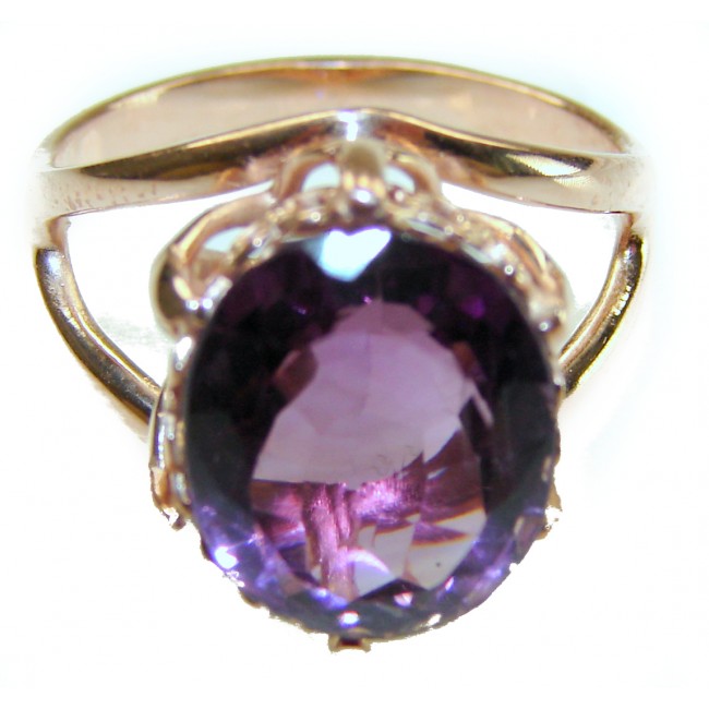 Purple Royalty 25.5 carat Amethyst .925 Sterling Silver dipped in 18K Gold over Handcrafted Ring size 8
