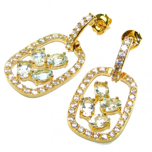 Splendid 10.5 carat Whuet Topaz .925 Sterling Silver dipped in real 18K Gold Handcrafted Earrings - photo 3