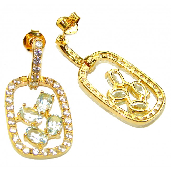 Splendid 10.5 carat Whuet Topaz .925 Sterling Silver dipped in real 18K Gold Handcrafted Earrings - photo 2