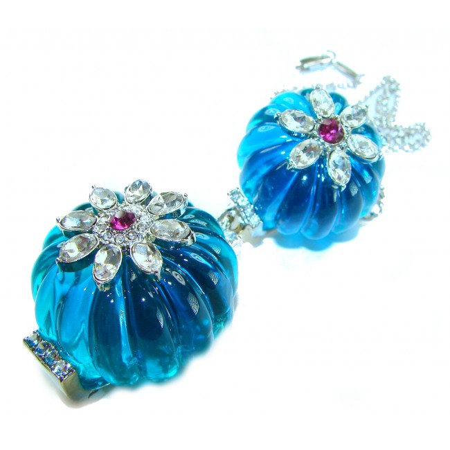 Rio de Janeiro natural 52.2 carat carved Apatite .925 Sterling Silver handmade necklace