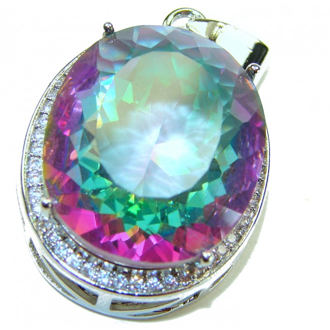 22.5 carat oval cut Mystic Topaz .925 Sterling Silver handcrafted Pendant
