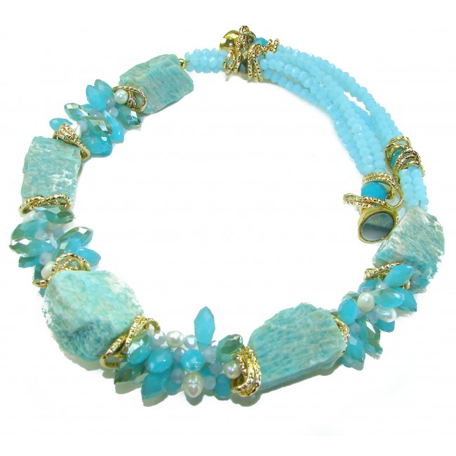 Authentic rough Aquamarine .925 Sterling Silver 114.2 grams handmade Bohemian Style necklace