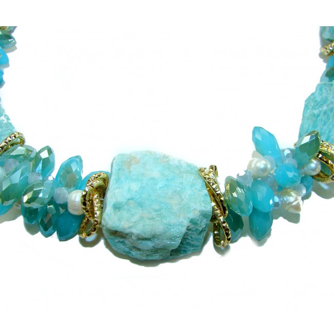 Authentic rough Aquamarine .925 Sterling Silver 114.2 grams handmade Bohemian Style necklace