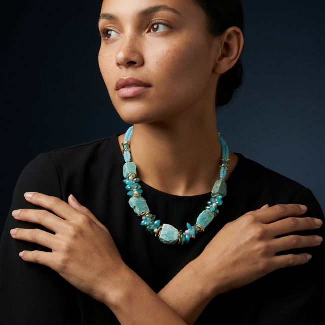 Authentic rough Aquamarine .925 Sterling Silver 114.2 grams handmade Bohemian Style necklace