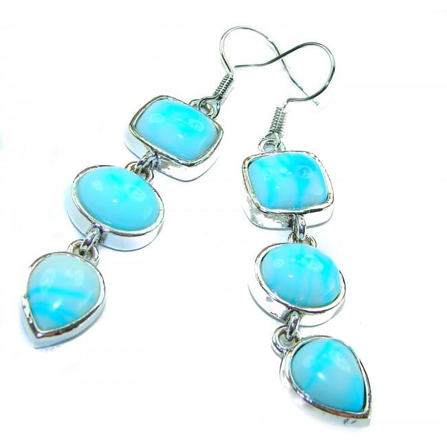 Precious Blue Larimar .925 Sterling Silver handmade earrings