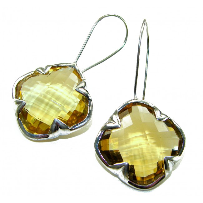 Summer Friday 25.8 carat Lemon Quartz .925 Sterling Silver handcrafted Statement Earrings
