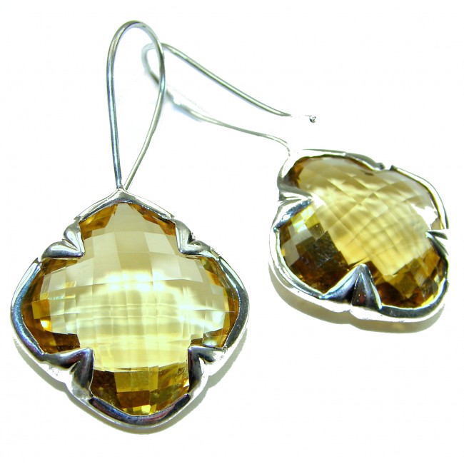 Summer Friday 25.8 carat Lemon Quartz .925 Sterling Silver handcrafted Statement Earrings