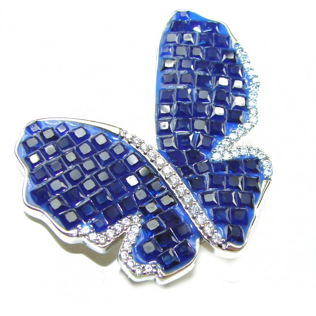 Butterfly - Vintage Design - 27.2 carat Sapphire .925 Sterling Silver handcrafted Brooch - photo 3