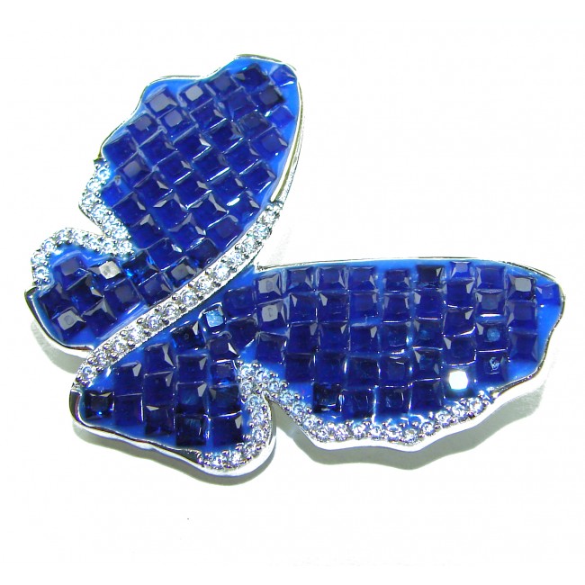 Butterfly - Vintage Design - 27.2 carat Sapphire .925 Sterling Silver handcrafted Brooch - photo 1