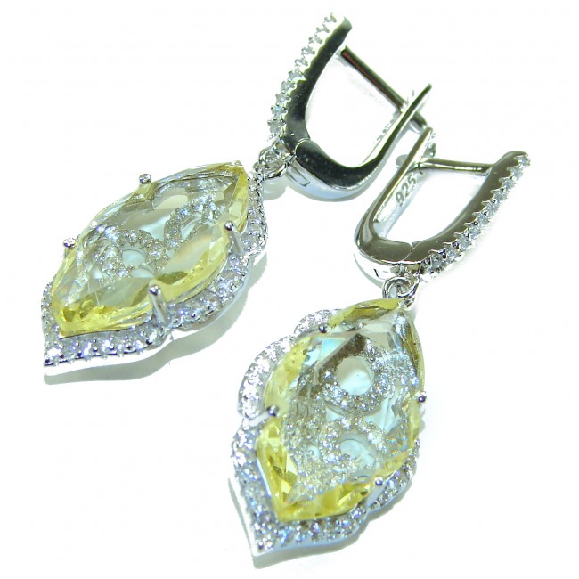Costa del Sol 15.8 carat Lemon Quartz .925 Sterling Silver handcrafted Statement Earrings