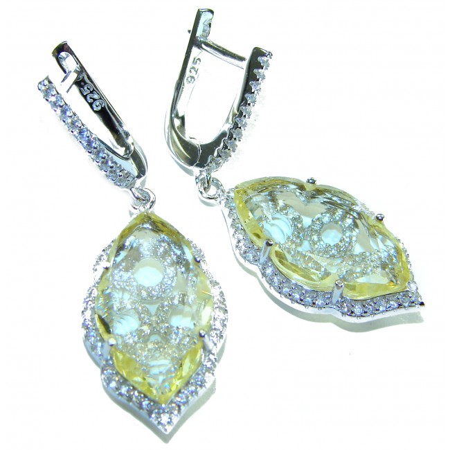 Costa del Sol 15.8 carat Lemon Quartz .925 Sterling Silver handcrafted Statement Earrings