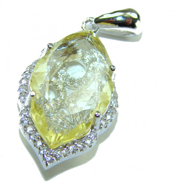Costa del Sol 8.8 carat Lemon Quartz .925 Sterling Silver handcrafted Statement pendant