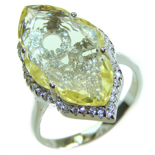 Costa del Sol 8.8 carat Lemon Quartz .925 Sterling Silver handcrafted Statement Handcrafted Ring size 6