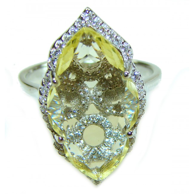 Costa del Sol 8.8 carat Lemon Quartz .925 Sterling Silver handcrafted Statement Handcrafted Ring size 6