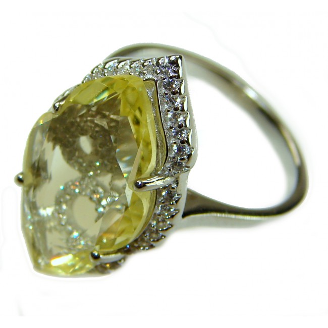 Costa del Sol 8.8 carat Lemon Quartz .925 Sterling Silver handcrafted Statement Handcrafted Ring size 6