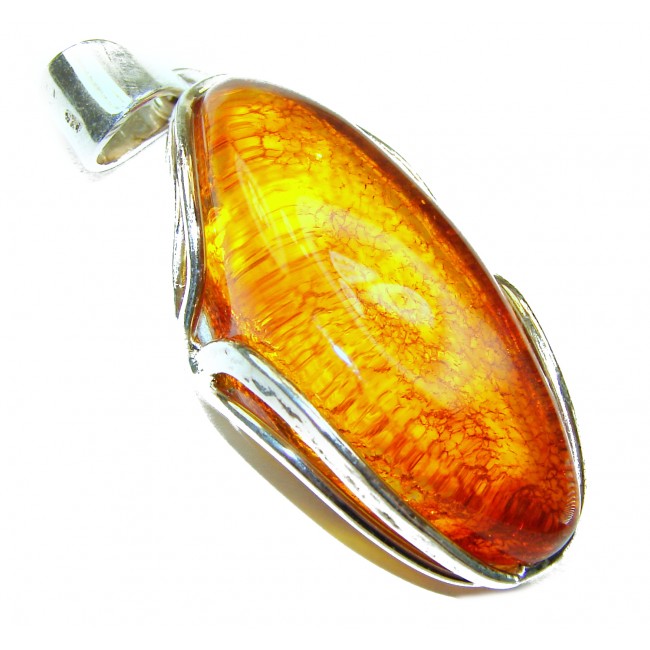Prehistoric Authentic Baltic Amber .925 Sterling Silver beautifully handcrafted Pendant