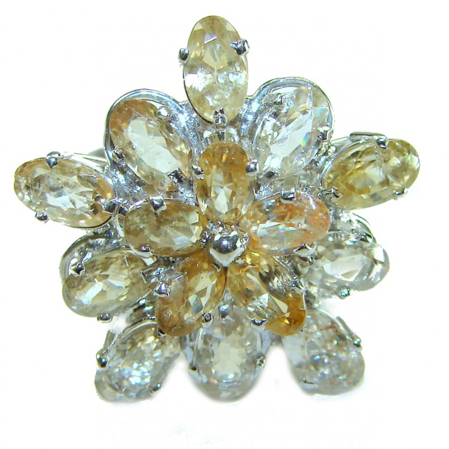 Liliana 33.5 carat Champagne Smoky Topaz .925 Sterling Silver Oversized Ring size 8 1/2