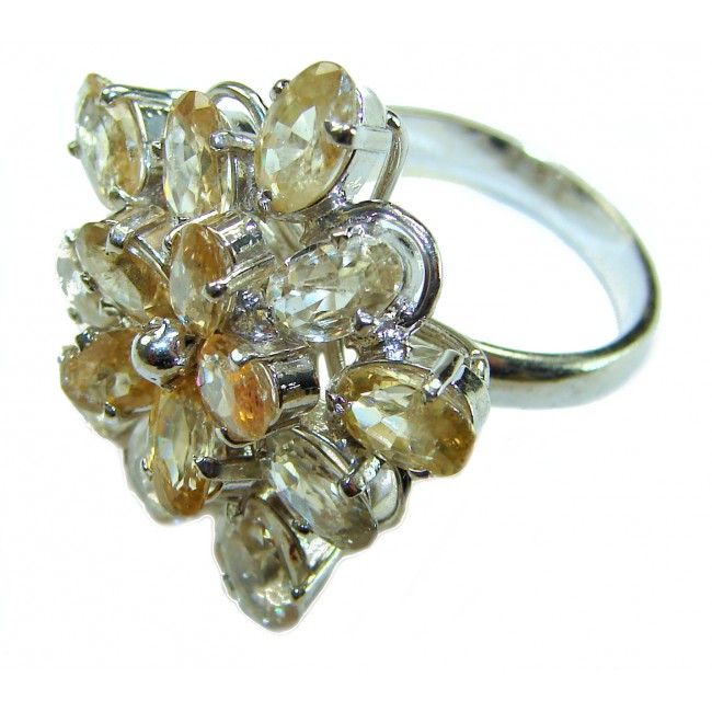 Liliana 33.5 carat Champagne Smoky Topaz .925 Sterling Silver Oversized Ring size 8 1/2