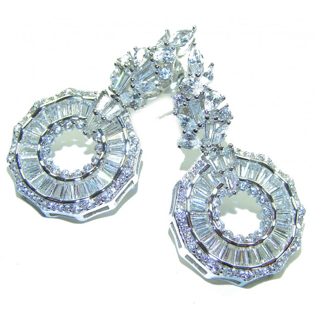 Art Deco - Luxurious natural 12.5 carat White Topaz .925 Sterling Silver Perfectly handcrafted Earrings - photo 3