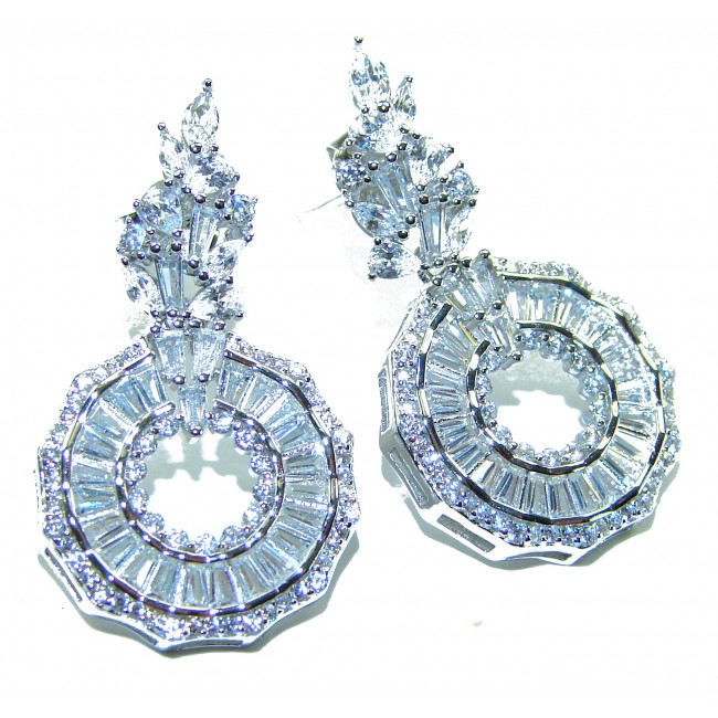 Art Deco - Luxurious natural 12.5 carat White Topaz .925 Sterling Silver Perfectly handcrafted Earrings - photo 2