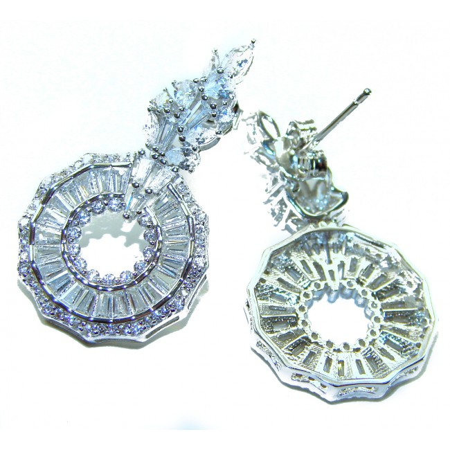 Art Deco - Luxurious natural 12.5 carat White Topaz .925 Sterling Silver Perfectly handcrafted Earrings - photo 1