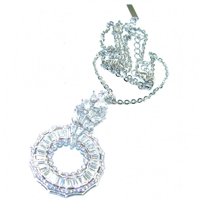 Exceptional quality - Art Deco 28.2 carat White Topaz .925 Sterling Silver handcrafted Necklace - photo 3