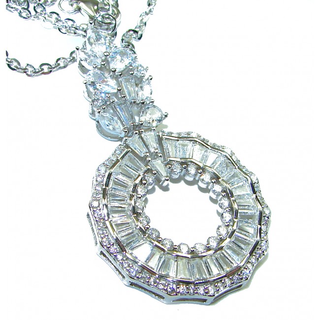 Exceptional quality - Art Deco 28.2 carat White Topaz .925 Sterling Silver handcrafted Necklace - photo 1